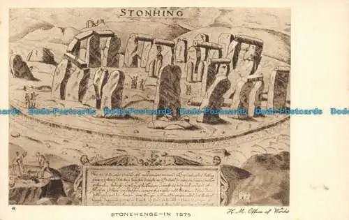 R147636 Stonehenge im Jahre 1575. Büro der Werke. John Swain