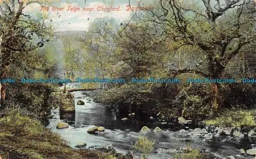 R148793 Der Fluss Teign bei Chagford. Dartmoor. E.S. London. 1909