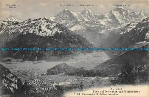 R148284 Amisbuhl Blick auf Interlaken und Hochgebirge. E. Gabler. Nr. 8167