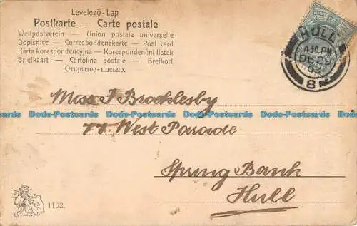 R147101 Alte Postkarte. Kleines Mädchen mit Fahrrad. 1903