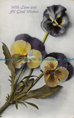 R147102 Grüße. Mit Liebe und allen guten Wünschen. Blumen. Davidson Bros. 1910