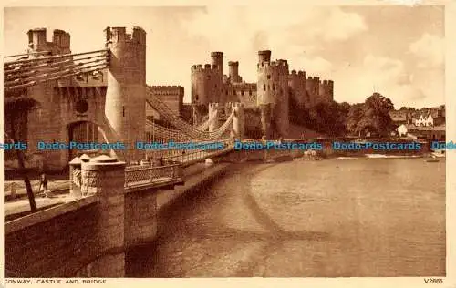 R149125 Conway Castle und Brücke. Photochrom. Nr. V2665. 1956