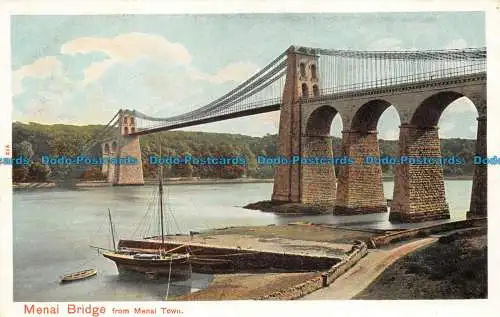 R149132 Menai-Brücke aus Menai-Stadt. Pfau. Autochrom