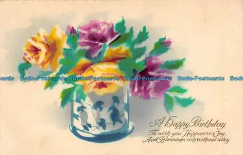 R149664 Grüße. Alles Gute zum Geburtstag. Blumen in Vasen. 1932