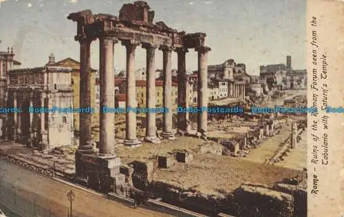 R150045 Rom. Ruinen des Forum Romanum vom Tabulario aus gesehen mit Saturntemp