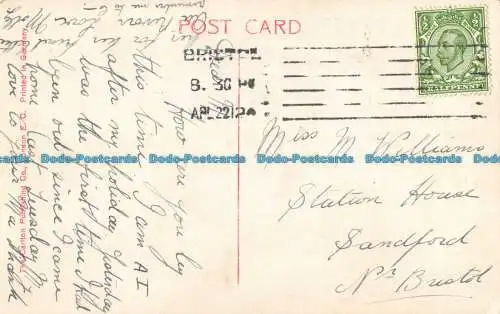 R150421 alte Postkarte. Frau am Fluss. Carlton. 1912