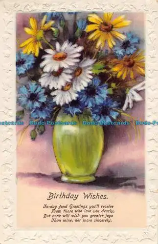R152326 Grüße. Geburtstagswünsche. Blumen in Vasen