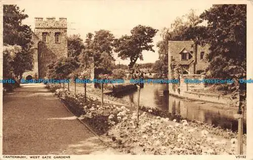 R151682 Canterbury West Gate Gardens. Photochrom. Nr. V5192. 1954