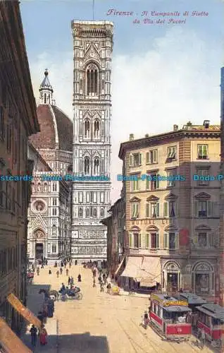 R152406 Florenz. Der Glockenturm von Giotto aus der Via dei Pecori. Brunner