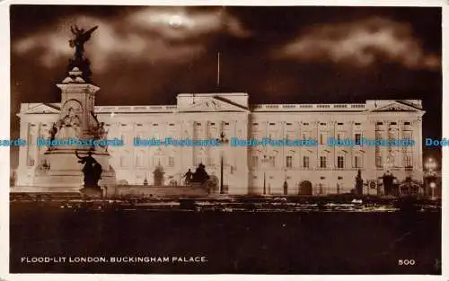 R151236 Flutlicht London. Buckingham Palace. Nachts. Nr. 500. RP