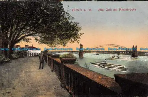 R151889 Bonn a.Rg. Alter Zoll mit Rheinbrucke. N. Dienst