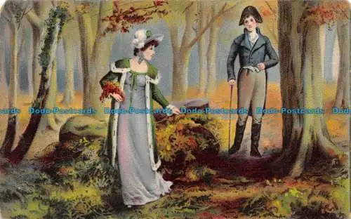 R151928 Alte Postkarte. Frau mit Mann im Wald. B. B. London