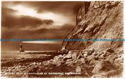 R151320 Strandkopf und Leuchtturm von Moonlight. Eastbourne. Schuhschmied und Ether