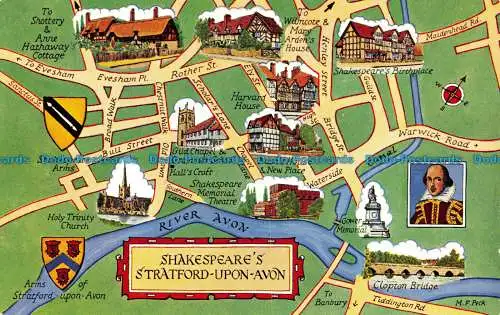 R154120 Shakespeares Stratford Upon Avon. Eine Karte. Lachs