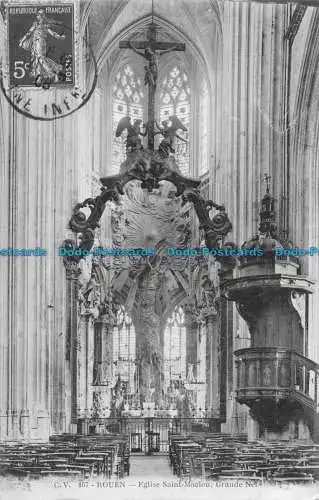 R152976 Rouen. Kirche Saint Maclou Grande Nef. C.V. 1908