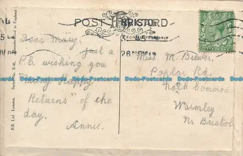 R154182 Grußpostkarte. Viele glückliche Rücksendungen. Frau. B. B.Ltd