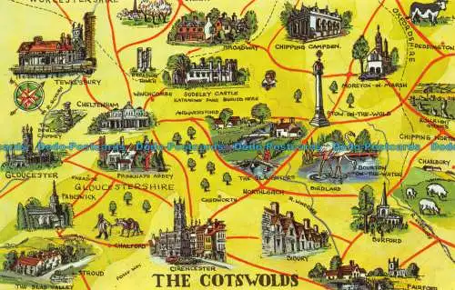 R154275 Die Cotswolds. Eine Karte