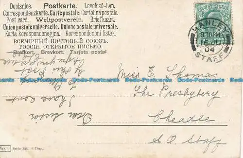 R154419 Alte Postkarte. Frau mit Hut. 1904