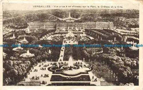 R154822 Versailles. Vogelperspektive auf den Parc le Chateau und die Stadt.