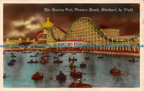 R155360 Das Bootspool. Pleasure Beach. Blackpool bei Nacht. Vorschub. 1933