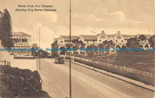 R155439 Weiße Straße. Port Elizabeth. Zeigt King Edward Mansions. Hallis und Co