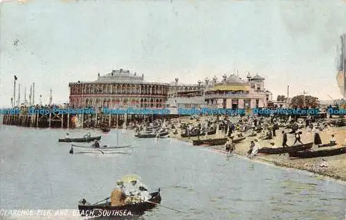 R155821 Clarence Pier und Strand. Südsee. Milton. 1907