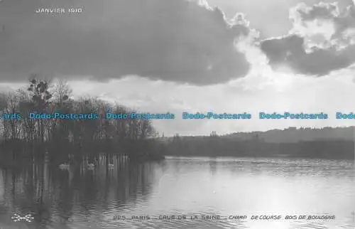 R155891 Paris. Hochwasser der Seine. Rennfeld Bois de Boulogne. Elektrophot