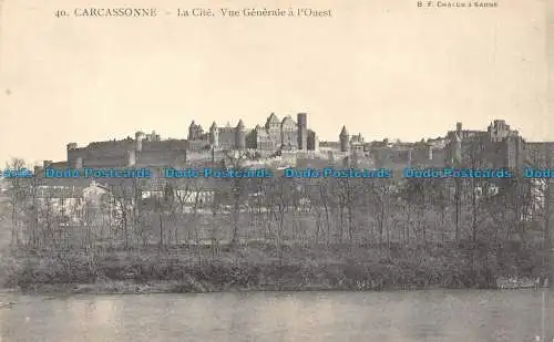 R157614 Carcassonne. La Cite. Allgemeine Ansicht nach Westen. B.F. Chalon