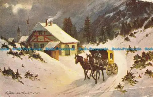 R157143 Alte Postkarte. Winterszene