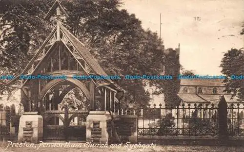 R158135 Preston. Penwortham Church und Lychgate. Frith. 1921