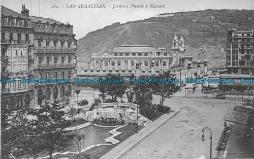 R158196 San Sebastian. Gärten Brücke und Kursaal. G. Galarza