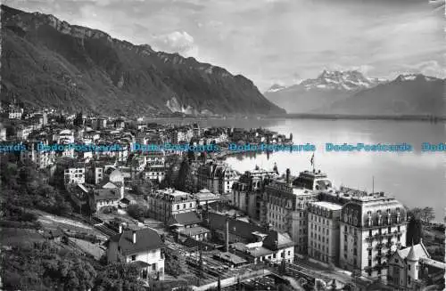 R158967 Montreux. Allgemeine Ansicht und die Dents du Midi. Jaeger