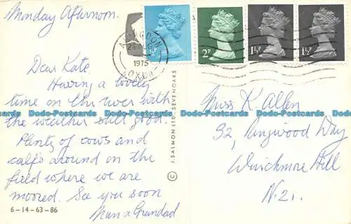 R159525 Alte Postkarte. Frau auf dem Pferd. Lachs. 1975