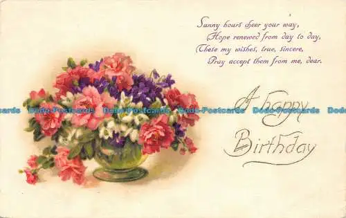 R159529 Grüße. Alles Gute zum Geburtstag. Blumen in Vasen. 1927