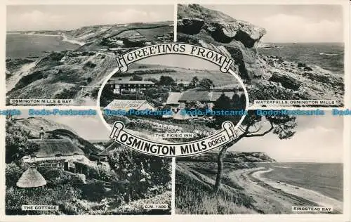 R159094 Grüße von Osmington Mills. Dorset. Multi-View. Donner und Clayden.