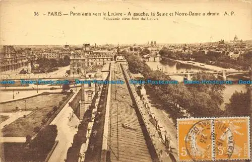 R159160 Paris. Panorama auf den Louvre. Links die Seine und Notre Dame rechts