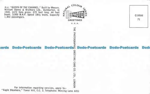 R159603 M.V. Königin des Kanals, gebaut von den Herren William Denny und den Brüdern L