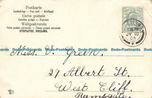 R160473 Alte Postkarte. Häuser in der Nähe der Berge. 1905