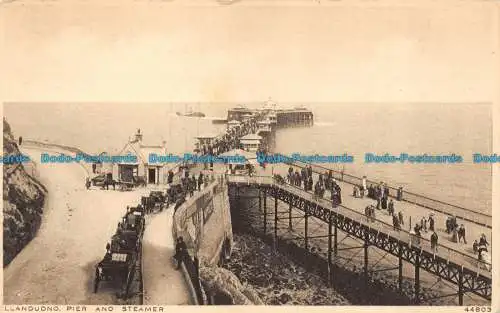 R160489 Llandudno Pier und Dampfer. Photochrom. Nr. 44803