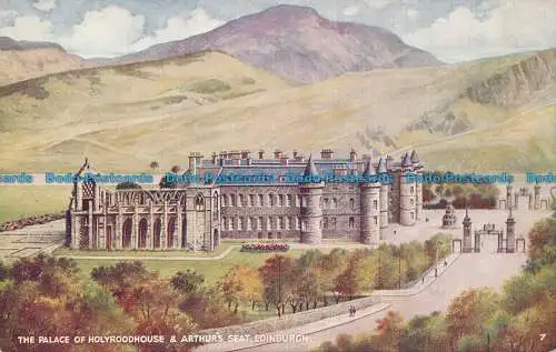 R160650 Der Palast von Holyroodhouse und Arthurs Sitz. Edinburgh. Weiß. Das Beste von