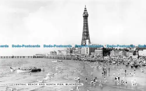 R160719 Central Beach und North Pier. Blackpool. Bamforth. RP