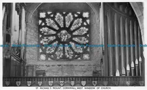 R159971 St. Michaels Mount Cornwall Westfenster der Kirche. Photochrom. 1952