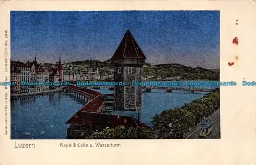 R160227 Luzern. Kapellbrucke u. Wasserturm. Karl Braun