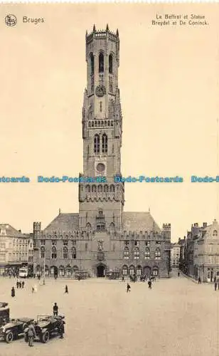 R161390 Brügge. Der Glockenturm und die Statue. Breydel und De Coninck. Ern. Thill. Nels