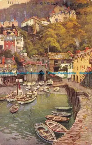 R161610 Clovelly aus dem Hafen. Ein Vivian Mansell