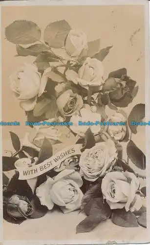 R162122 Grußpostkarte. Mit den besten Wünschen. Rosen. 1906