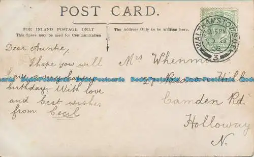 R162122 Grußpostkarte. Mit den besten Wünschen. Rosen. 1906