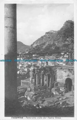 R162316 Taormina. Panorama vom griechischen Theater aus gesehen