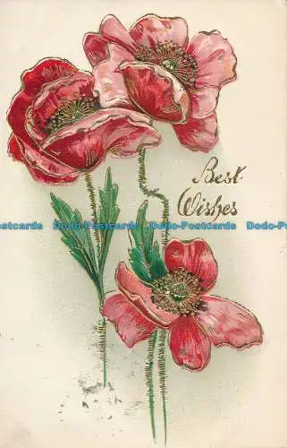 R162832 Grußpostkarte. Beste Wünsche. Blumen. 1906