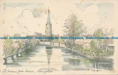 R162878 St. Helens von der Brücke. Abingdon. Thomas Leach. Skizze